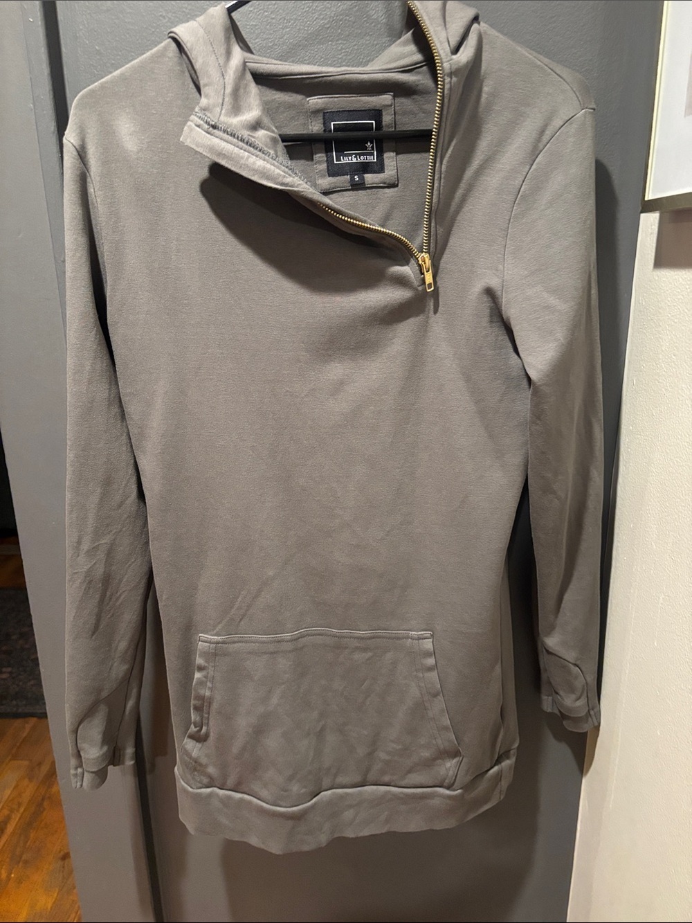 women’s Taupe Zip-Neck Hoodie